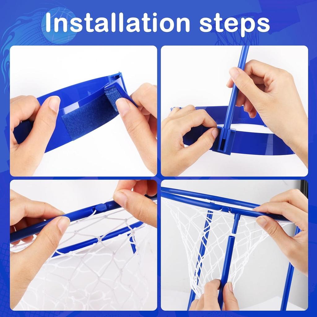 Pachet de 2 Coșuri de Cap Joc de Petrecere Baschet pentru Copii Adulți Bandă de Cap Reglabilă cu Plasă de Coș cu 20 de Mingi Cadou Distractiv pentru Ziua de Naștere