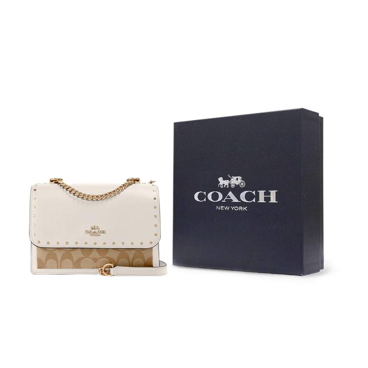 COACH Klare Coated Canvas With Leather Shoulder Bag, Crossbody Bag Small Women's White & Light Khaki 90400-IMOT4