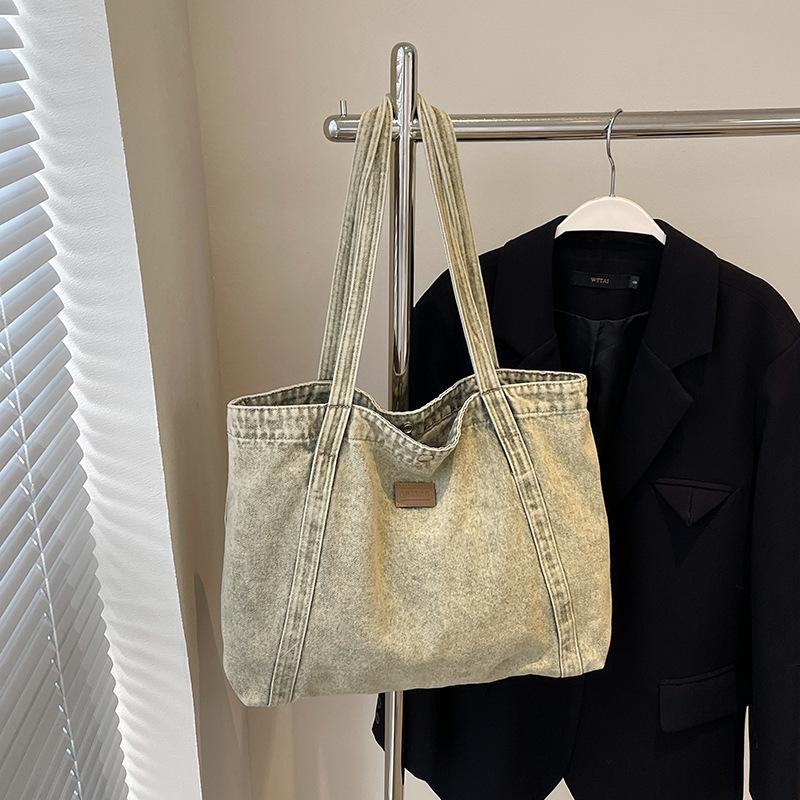 Customized Vintage Denim Bag for Women 2025 New Small Retro Shoulder Bag Casual Tote Bag