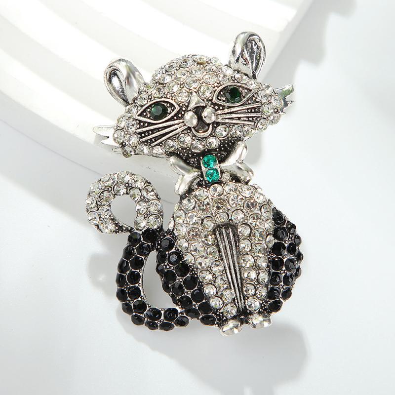 Fashion Full Rhinestone Cat Brooches For Women Clothing Coat Jewelry Accessries Gifts