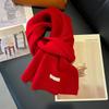 Winter Women Scarf Warm 100% Wool Knitted Shawls Casual Brand Neckerchief Cashmere Shawl Wrap Fashion Red Students Scarves