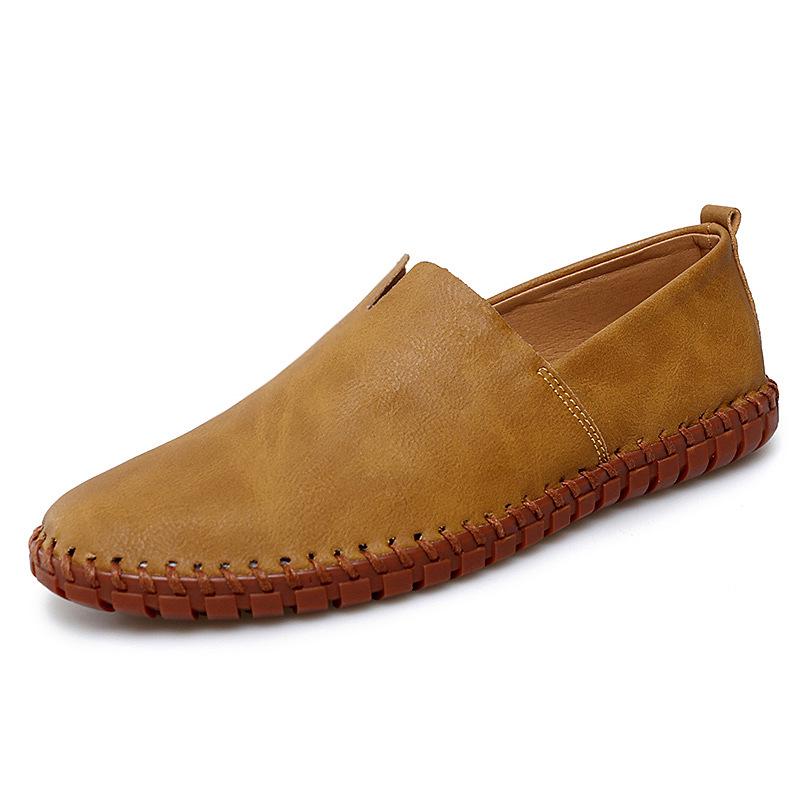 Men's Cross-Border Slip-On Driving Loafers: Casual Leather Sock Shoes for Spring/Summer - Handmade, Large Size Available