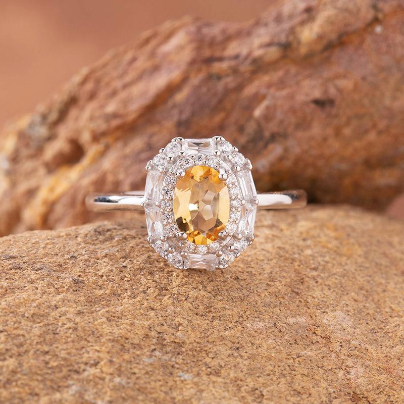 Natural Color Treasure Amethyst Citrine Ring Women'S S925 Sterling Silver Pendant Light Luxury High-End Jewelry