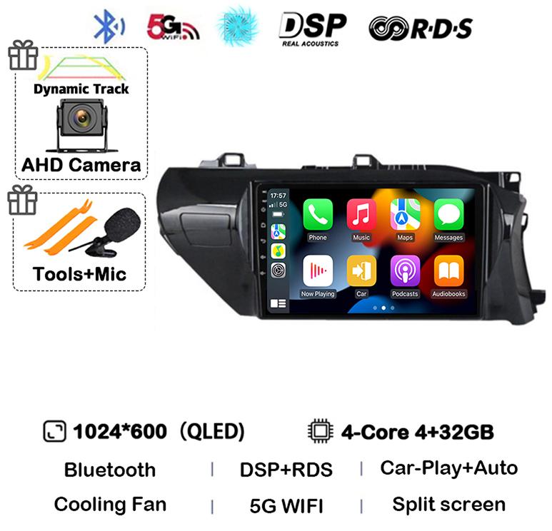 Android 14 Carplay Auto WIFI Car Radio For Toyota HILUX REVO VIGO IMV 2016  2017 2018 2019 2020 RHD GPS Multimedia Player Stereo