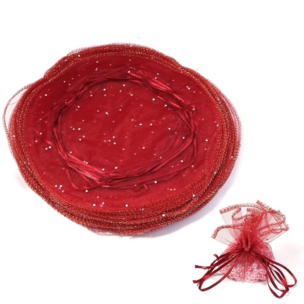 10Pcs Mesh Organza Drawstring Bag Tulle Fabric 26CM Gift Bags Round Shape Round Organza Bag