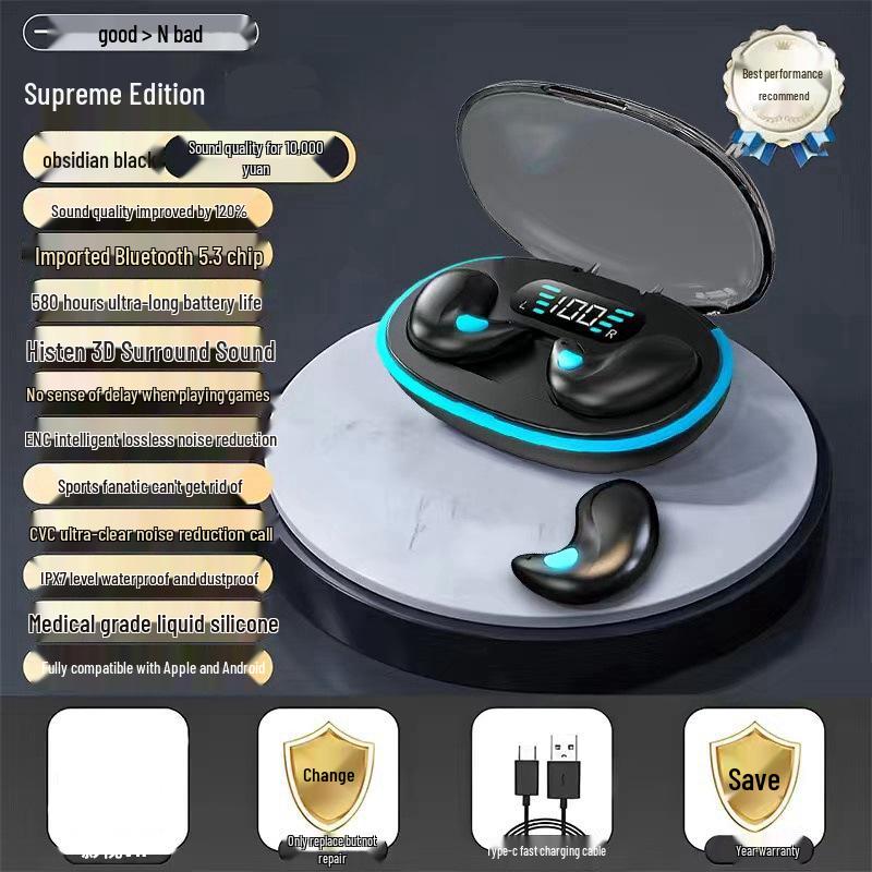 

2025 Ultra-Thin Side Sleeper Bluetooth Earphones: Invisible, Comfortable, Long Battery Life, Low Latency, Perfect for Sports. Standard Version [DT Sound] 18H Battery