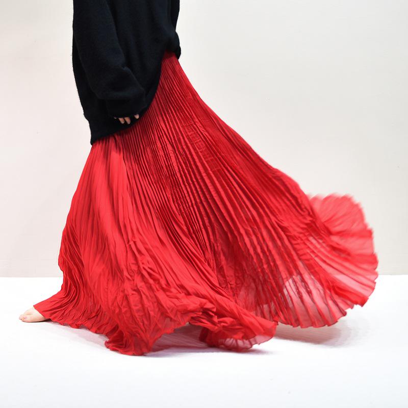 2025 Eleganter Chiffon-Midikleid mit 6 Meter breitem Saum für Damen, A-Linie, für Frühling/Sommer
