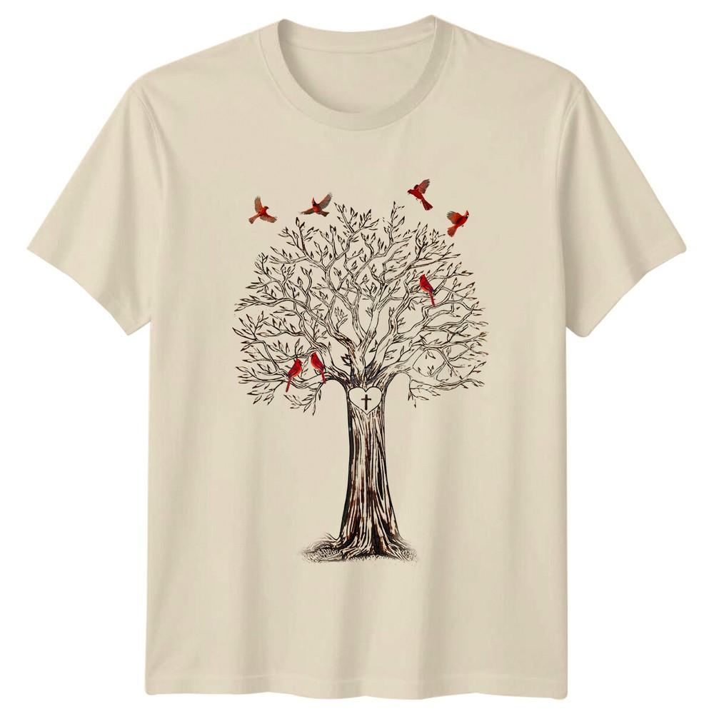 Memorial Tree With Cardinals Heart Cross Sympathy Loss Grief TShirt