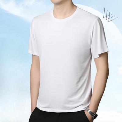 Cooles Kurzarm-T-Shirt aus Eisseide für Herren, dünn, einfarbig, Rundhalsausschnitt, halbarm, lässiges T-Shirt für junge und mittlere Menschen