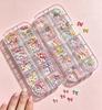 12grid Sweet Candy Bow Nail Charms 3D Colorful Ice Clear Mini Bowknot Nail Gems Resin Flatback Macaron Bowtie Acrylic Nail Decor