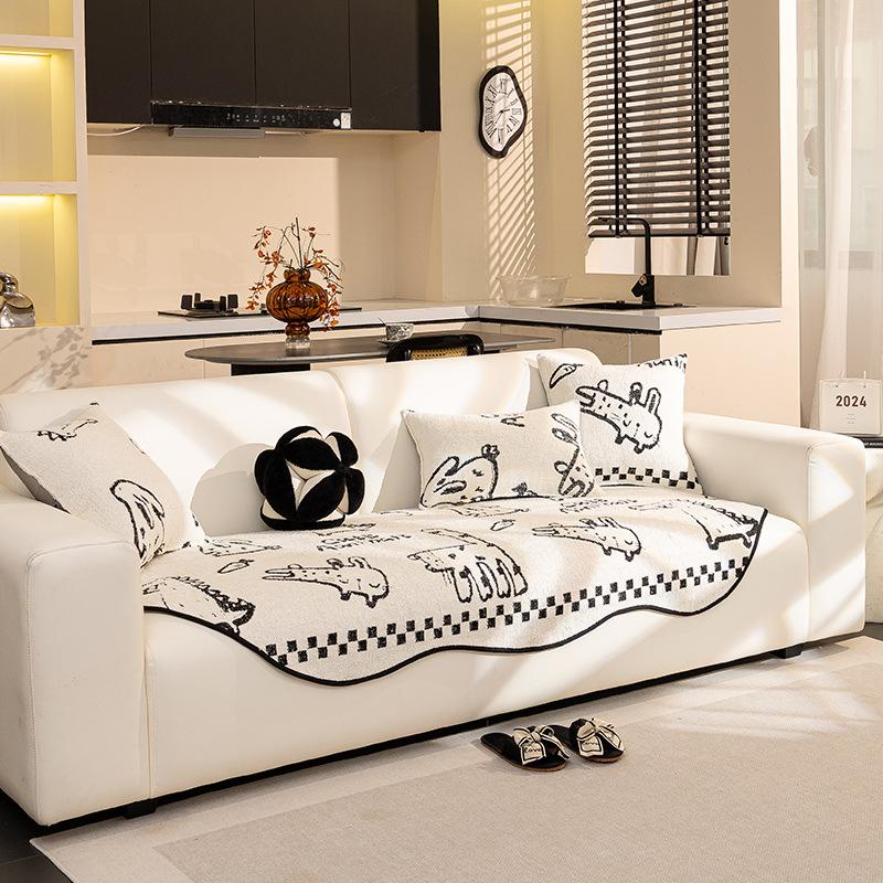 Special-Shaped Sofa Cushion Irregular Autumn And Winter Plush Non-Slip Sofa Cover Cloth Straight Row Cartoon Style Sofa Cushion