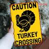 1pc Retro Turkey Crossing Sign, Black Silhouette Yellow Iron Caution Plaque, Farmhouse Rural Wall Art, Turkey Hunting Decor