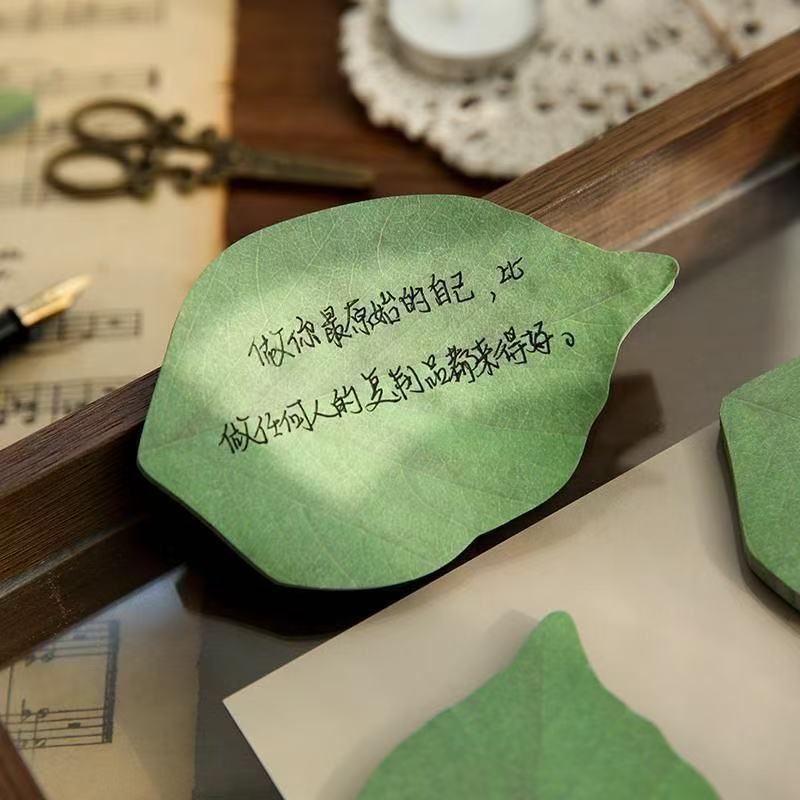 Kawai Stationery Simulated Tree Leaf Sticky Notes Simple Pad Message Stickers Creative Simple and Convenient Wish N Times Lovely
