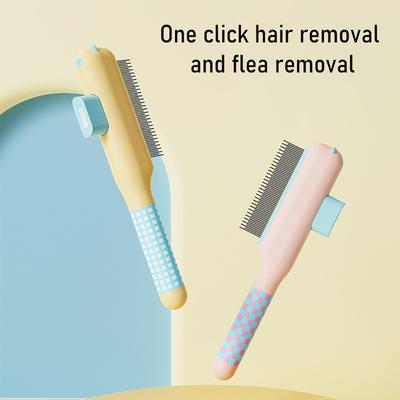Pet Grooming Comb Self-Cleaning Dog Deshedding Brush Gentle Undercoat Rake for Detangling Dematting Long Matted Fur On Cats And Dogs