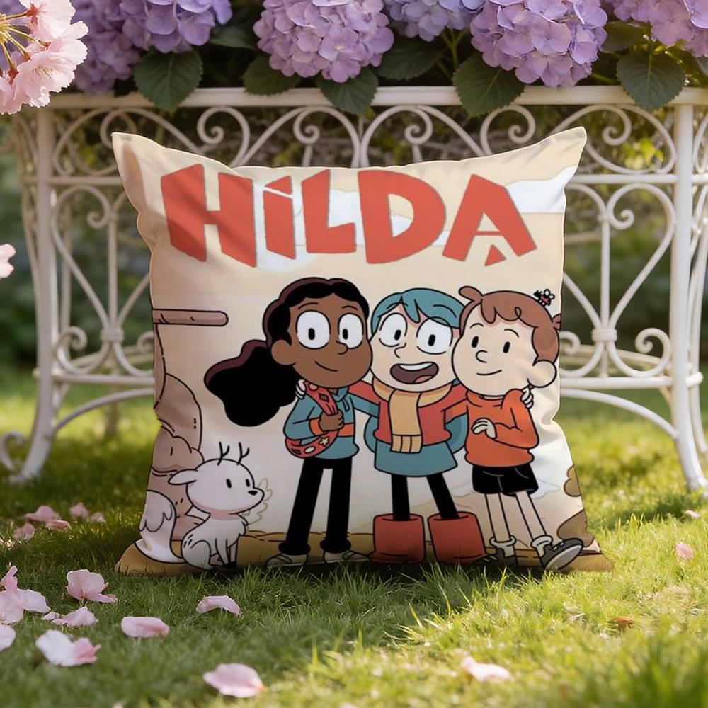Мультяшная наволочка Хильда для дома и автомобиля, двойного назначения: Двусторонняя конструкция для максимального комфорта 30X30cm