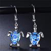 Cute Sea Turtle Stud Earrings For Women Fashion Imitation Blue Fire Opal Stud Earrings For Women Wedding Band Jewelry Gifts