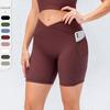 Yudong Women's High-Waisted Cross-Waist Yoga Shorts