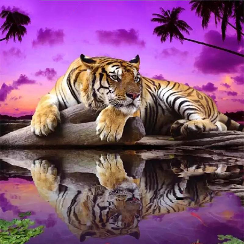 Full Drill Square Diamond Painting Tiger Needlework Art Diamond Embroidery Animal Diamond Mosaic Handicraft Home Decor