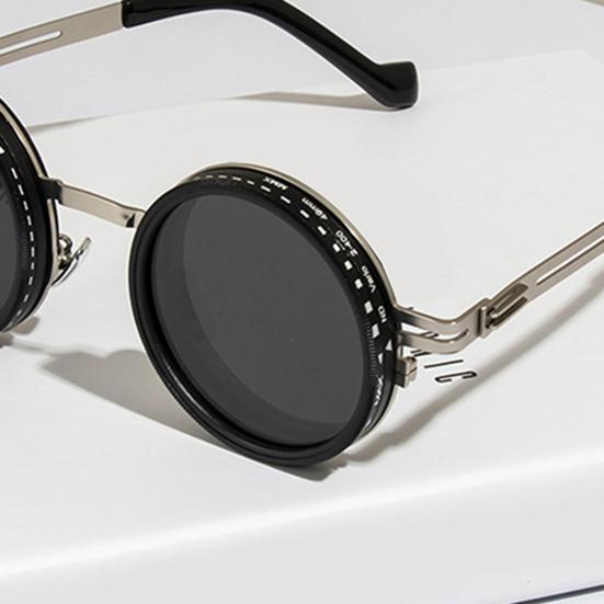Round Sunglasses Black Finish ND Filters Polarized Lenses UV Protection Clarity Glasses Fashion Accessories