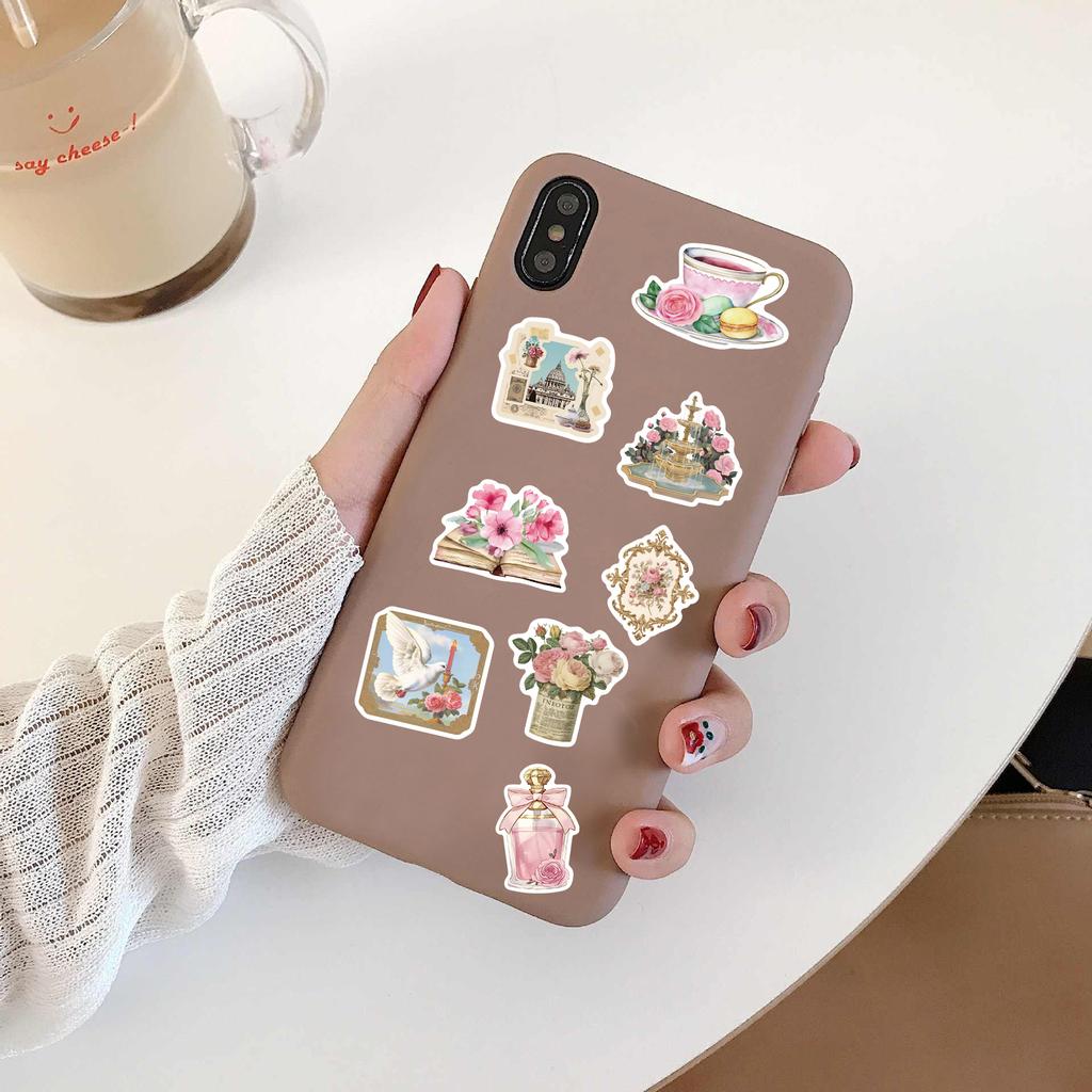 50PCS Retro Pink Collage Doodles Sticker Cartoon Laptop Graffiti Luggage Home Waterproof Art Picture Scrapbook Cartoon Sticker