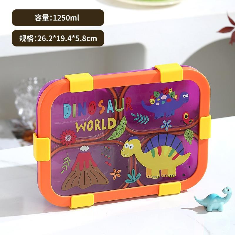 Bento Box Food Grade Plastic Cartoon Microwave Safe Lunch Box for Students Adults Cute Portable Divided Meal Container