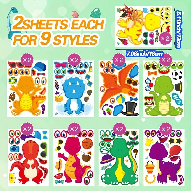 18Pcs Dragon DIY Cute Cartoon Puzzle Sticker Creative Animals Make A Face Assembly Stickers Children's Toys