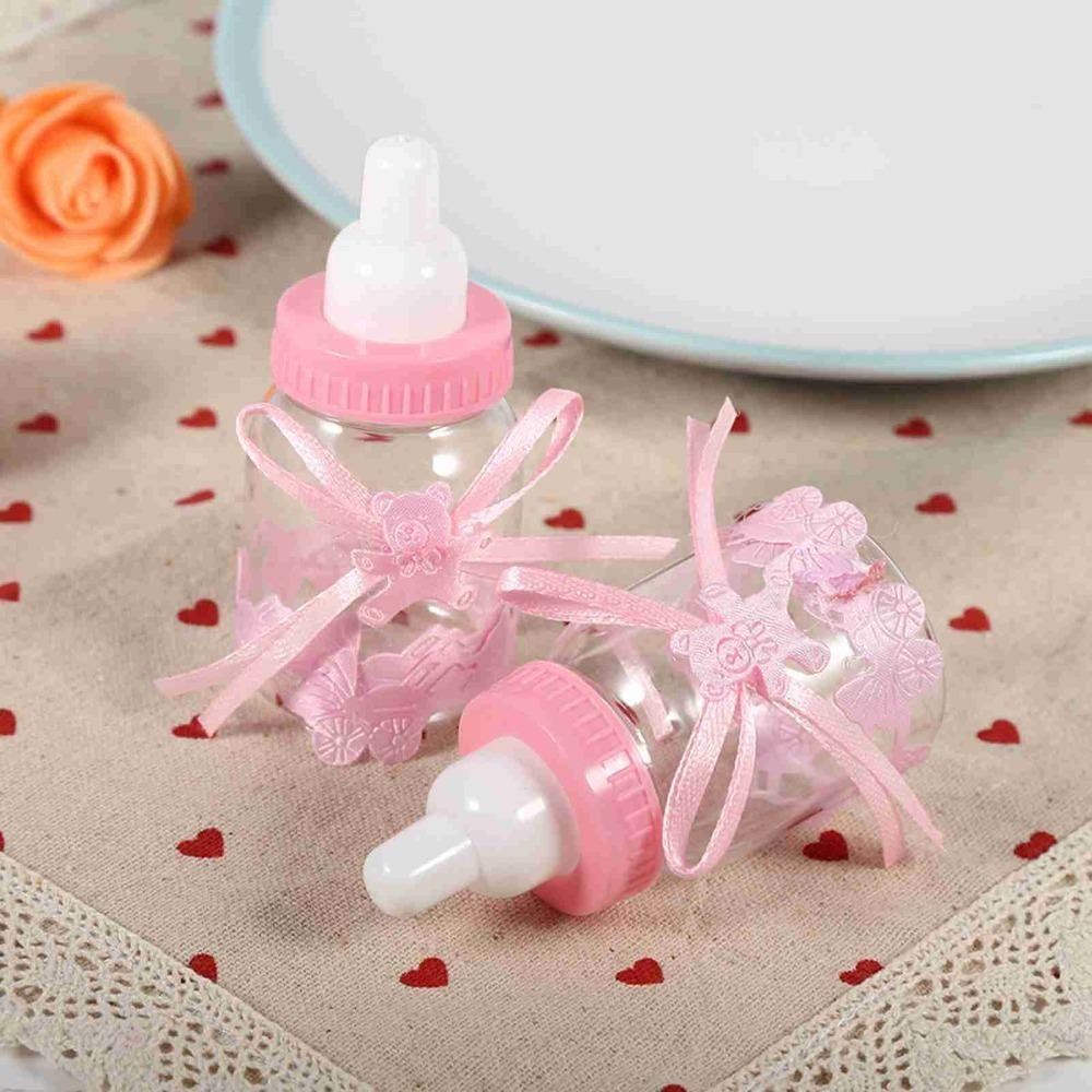 12pcs With Ribbons Candy Chocolate Bottles Plastic Candy Present Bottles  Home Party Decor