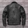 Chinese Size Heavy Motorcycle Jacket Natural Cowhide Leather Top Layer Causal Vintage Retro Moto Suit Leather Coat Winter