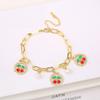 Fruit Cherry Charm Bracelet Gold Plated Metal Bracelet New Design Cherry Pearl Bracelet  Party