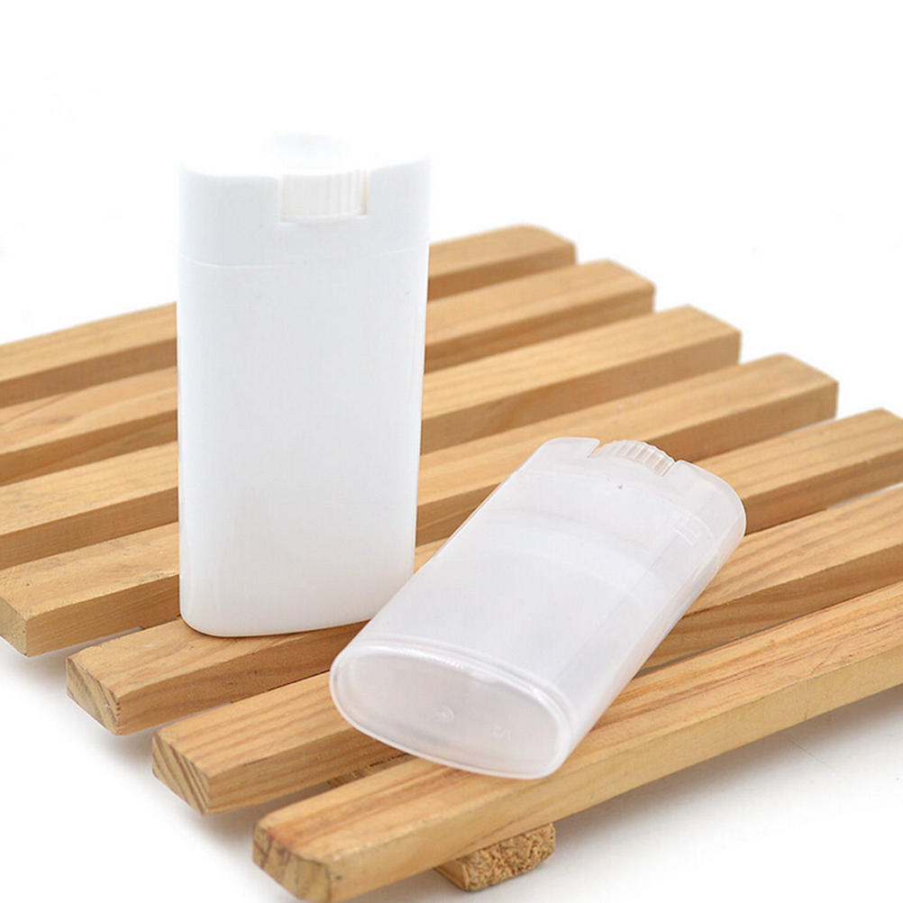 1X 15G Empty Oval Lip Balm Tubes Twist Deodorant Soap Containers White Clear