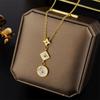 Elegant Colorfast 18K Rose Gold Necklace with Swan & Four-Leaf Clover Charm