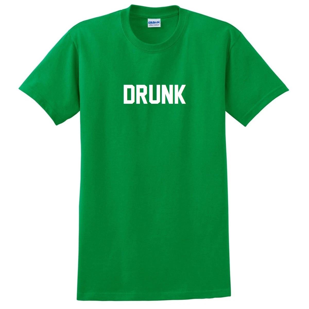 DRUNK T-Shirt White Funny Irish Green Saint Patrick s Day Drinking Shirt S-5XL XL