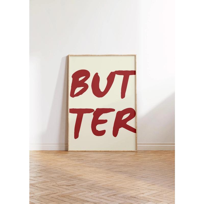 1pc Butter Poster Minimalist Kitchen Decor Funky Fun Food Baking Wall Art Perfect Gift for Butter Lovers Home Living Room Decor