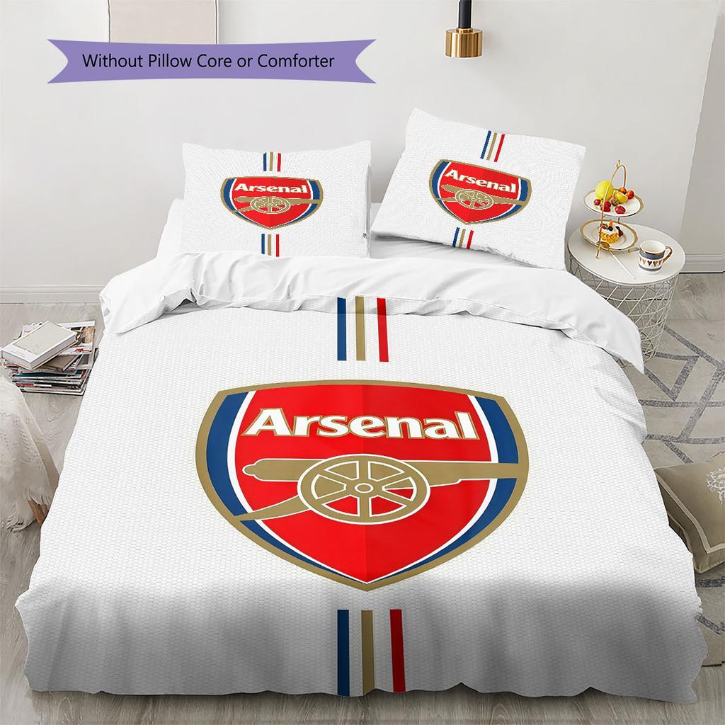 Arsenal Pattern Bedding Home Decoration Birthday Gift ( 1 Duvet Cover + 2 Pillowcase, Without Core),fan Merchandise.