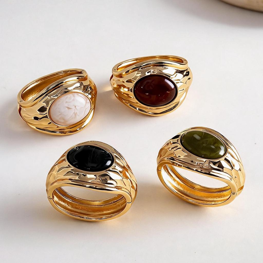 European and American pleated pattern resin oval bracelet retro medium and ancient style bracelet niche design sense jewelry women