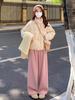 2024 Petite Women's Floral Stand Collar Short Winter Down Jacket