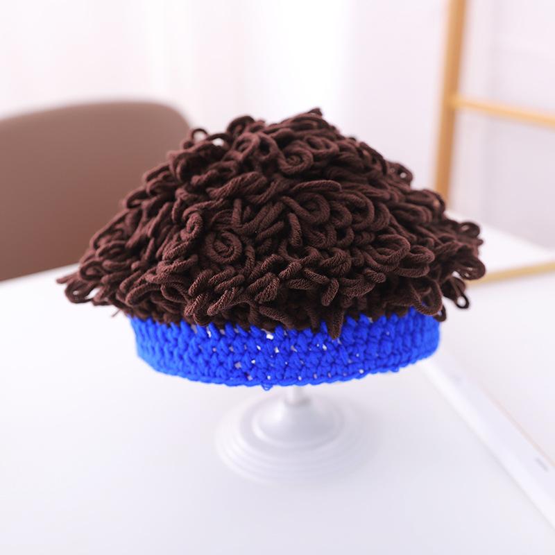 

Горячая распродажа детская шляпа парик шляпа детская детская фото смешной взрывной капюшон для мальчиков и девочек кудрявая шляпа тренд Children (48-52cm) синий