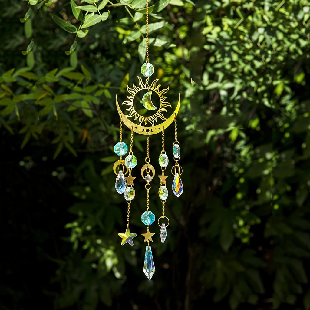 1pcs Star Moon Wind Chime Pendant, Craft Garden Decoration Design, Outdoor Courtyard Hanging Decoration, Home Garden Beautification Decoration