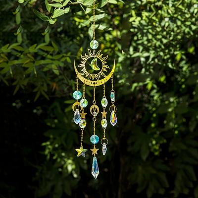 1 pz Ciondolo Campanello Eolico Stella Luna, Design Artigianale Decorazione Giardino, Decorazione da Appendere per Cortile Esterno, Decorazione Abbellimento Giardino Domestico