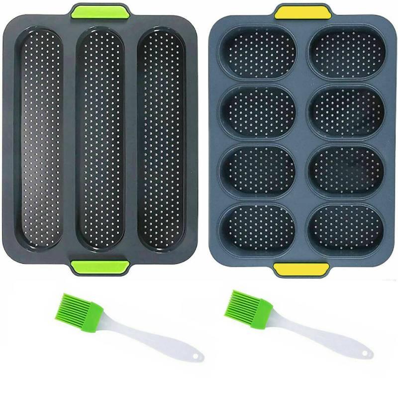 Plate Bread Baking Set Silicone Baking Bag Baking Plate 8 Grid Long Stick Shape