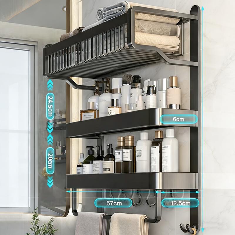Space Aluminum No-Drill Bathroom Storage Shelf