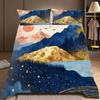 3-Piece Bedding Pillowcase Quilt Cover Set Golden Mountains 2D Digital Printing Suitable For Bedroom Dormitory Decoration