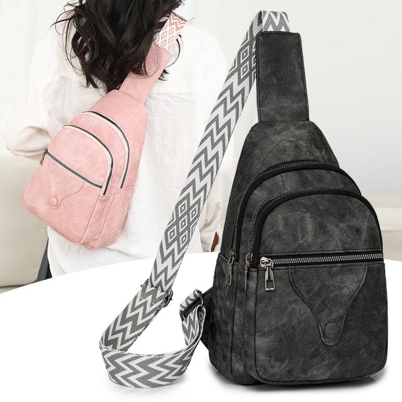 Damen Brusttasche Lässige Umhängetasche Damen Retro Weiche Leder Schultertasche