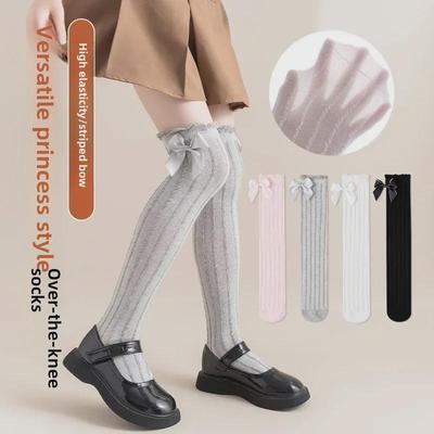 Children's Bow Lolita Knee-High Socks - Spring/Autumn Princess Style