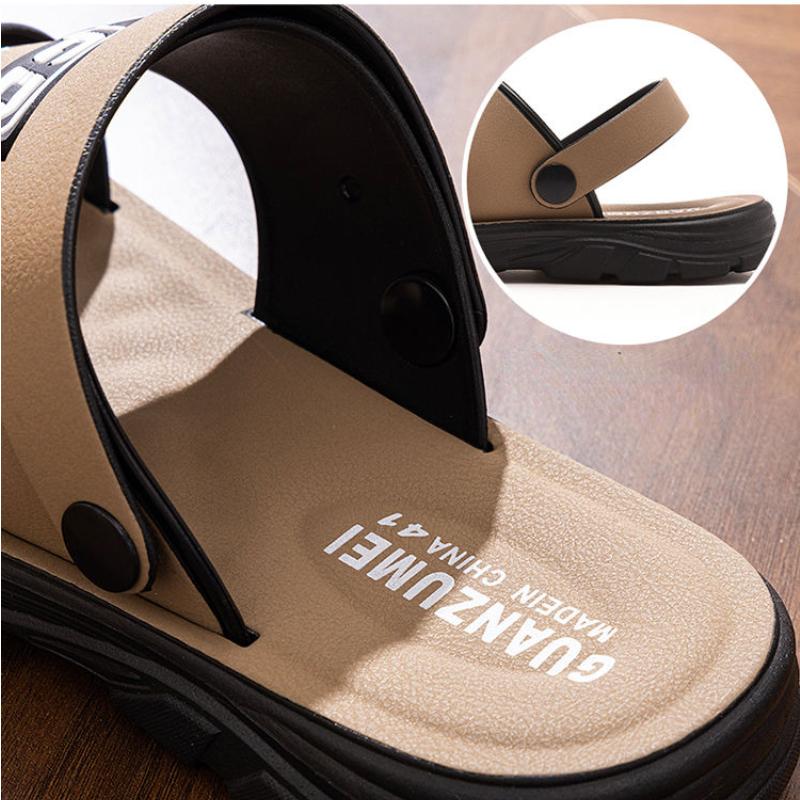 Men's Sandals  New Leather Thick Sole Beach Summer Outdoor Wear  Waterproof No-Slip Slippers