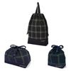 Colorful Candy Style 3-Piece Drawstring Bag Set (Gym Bag, Lunch Bag, and Cup Bag) In Tartan Check and Dark Green. Perfect for Kids, Kindergarten and