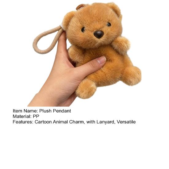 Bag Pendant Cartoon Animal Doll Plush Charm Keychain with Lanyard Soft Fluffy Texture Stress Relief Table Companion