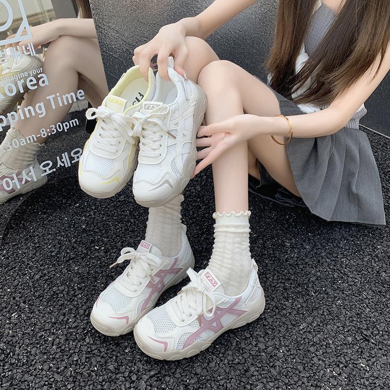 Dexun Shoes Casual Shoes Women's Summer 2025 New Single Net Breathable Sports Casual Comfortable Versatile Platform Single Shoes