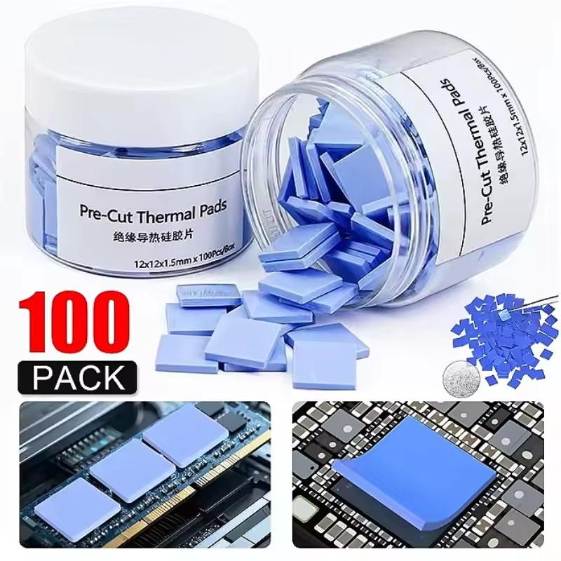 Thermal Pads 100Pcs 6W High Heat Conductivity for IC Heat Sink Chip Router CPU Cooling Replacement Accessories