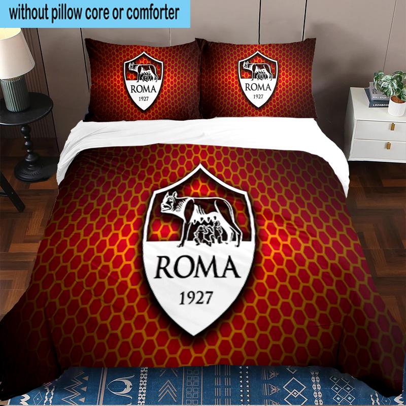 Roma Football Club Emblem 3PCS Bedding set,Ideal for1pc Duvet Cover And 2pcs Pillowcases Perfect for Christmas gift,Ideal for Bedroom, Dormitory